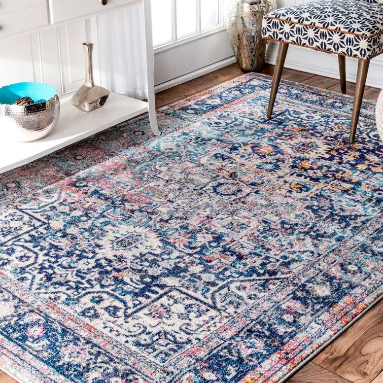 Wrought Studio Burciaga Power Loom Blue Rug & Reviews Wayfair.co.uk